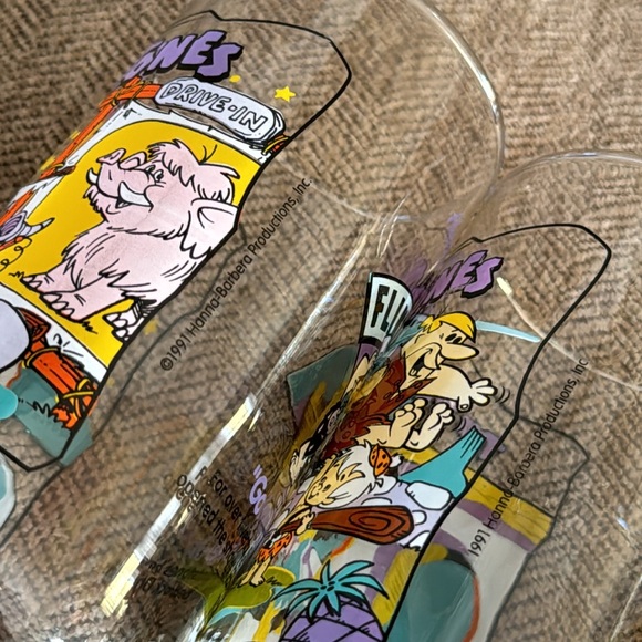 Vintage 1991 The Flintstones Hardees drinking glasses bundle of 3 - Picture 5 of 9